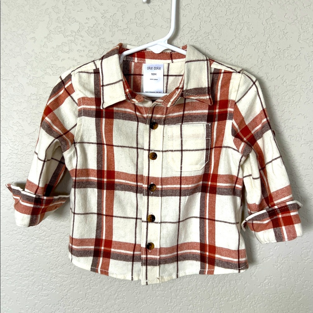 New✨Toddler Boy Plaid Button-Down Shirt